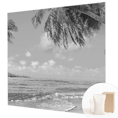 Modern wall mural for bedroom with a tropical paradise design