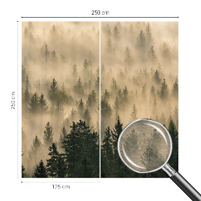 Premium photo wallpaper with a misty forest motif