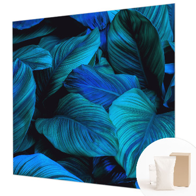 High quality photo wallpaper with a blue leaves pattern