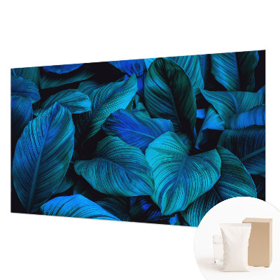 High quality photo wallpaper with a blue leaves pattern