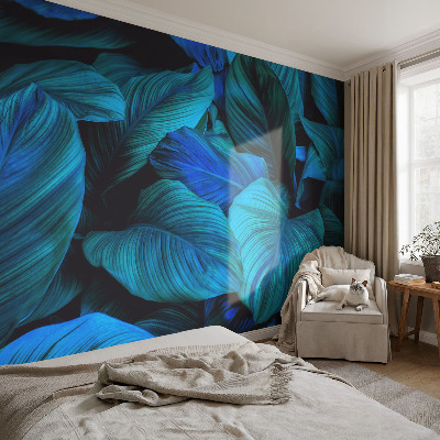 High quality photo wallpaper Blue leaves