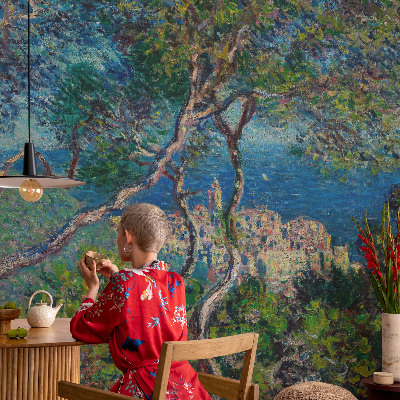 Premium wall mural for bedroom featuring Mediterranean views