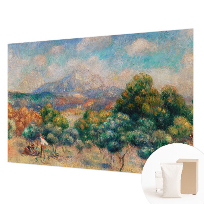 Decorative wall mural for living room featuring a mountain landscape