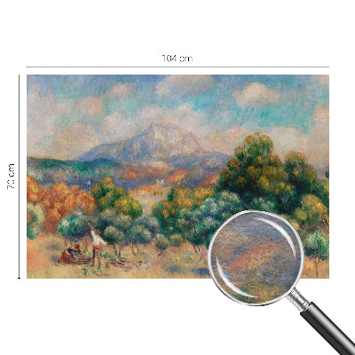 Decorative wall mural for living room featuring a mountain landscape