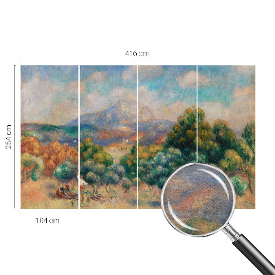 Decorative wall mural for living room featuring a mountain landscape