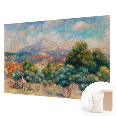 Decorative wall mural for living room featuring a mountain landscape
