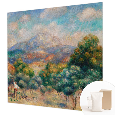 Decorative wall mural for living room featuring a mountain landscape