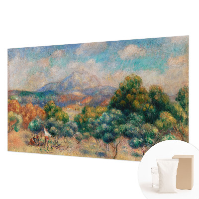 Decorative wall mural for living room featuring a mountain landscape