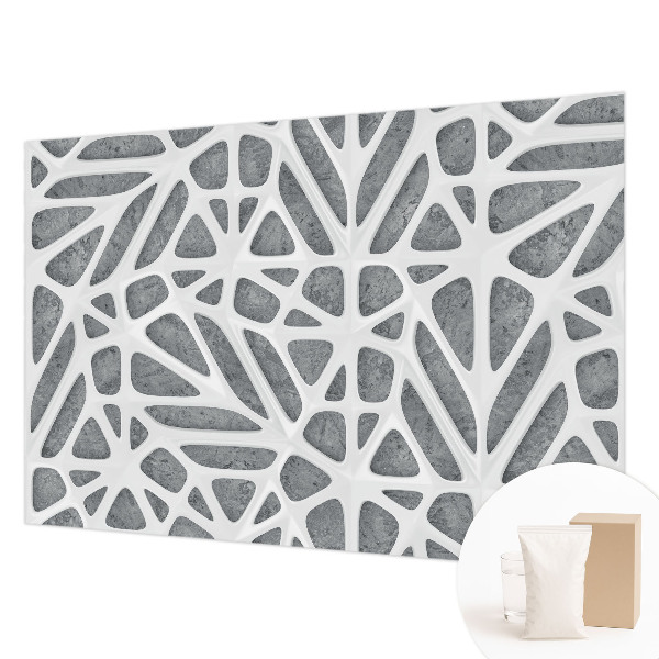 Non-woven wall mural with a geometric network design