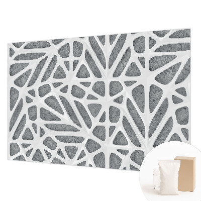 Non-woven wall mural with a geometric network design