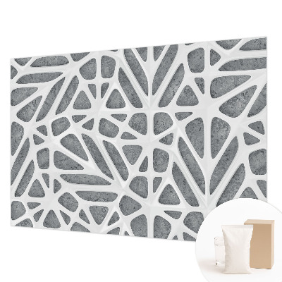 Non-woven wall mural with a geometric network design