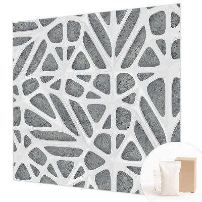 Non-woven wall mural with a geometric network design