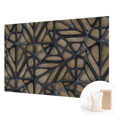Photo wallpaper with a wooden lattice pattern