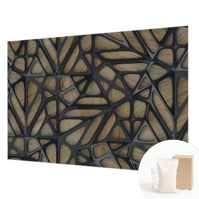Photo wallpaper with a wooden lattice pattern