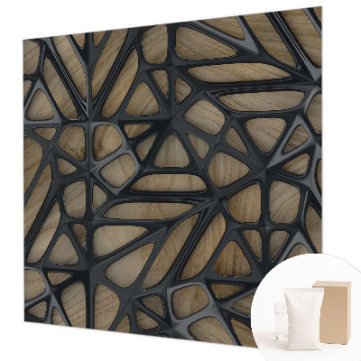 Photo wallpaper with a wooden lattice pattern