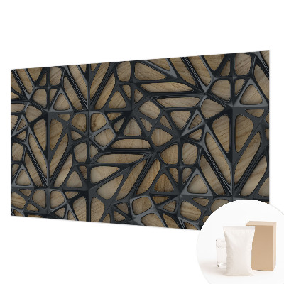 Photo wallpaper with a wooden lattice pattern