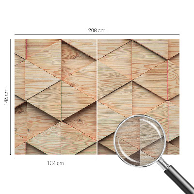 Wall mural with a wooden mosaic design