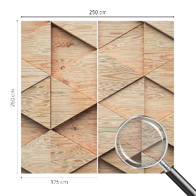Wall mural with a wooden mosaic design