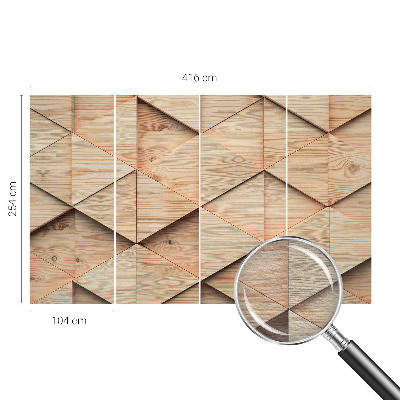 Wall mural with a wooden mosaic design