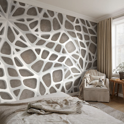 Large wallpaper mural with a geometric network design