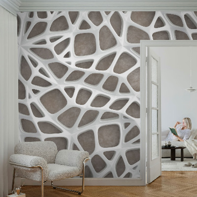 Large wallpaper mural with a geometric network design