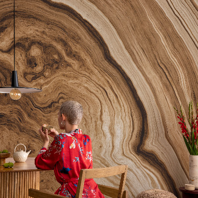Custom size wall mural with a wood grain finish