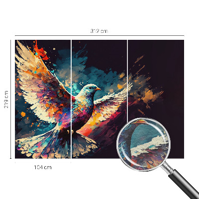 Modern wall mural for living room with a colorful bird design