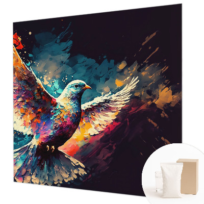 Modern wall mural for living room with a colorful bird design