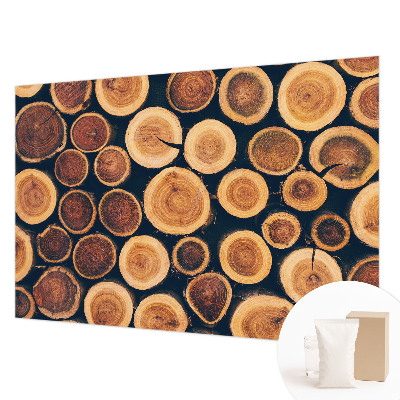 High quality photo wallpaper with a wooden circles design