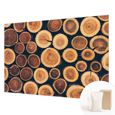High quality photo wallpaper with a wooden circles design