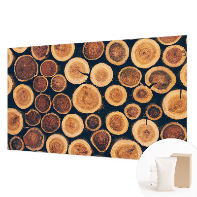 High quality photo wallpaper with a wooden circles design