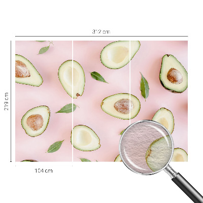 Decorative wall mural for living room with an avocado composition