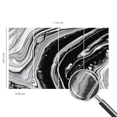 Wallpaper mural with a monochromatic waves design