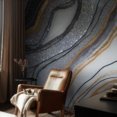 Wall mural with a stone waves pattern