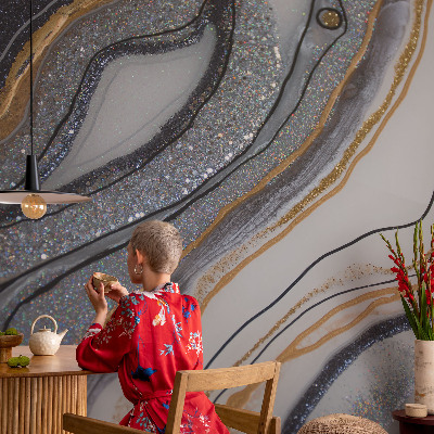 Wall mural with a stone waves pattern