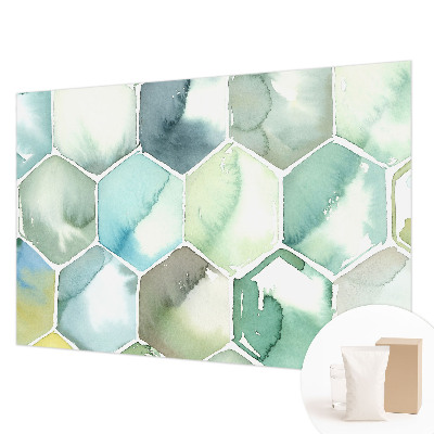 Photo wallpaper with a pastel hexagon pattern