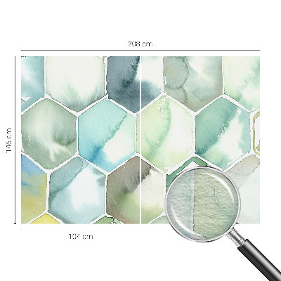 Photo wallpaper with a pastel hexagon pattern