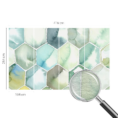 Photo wallpaper with a pastel hexagon pattern