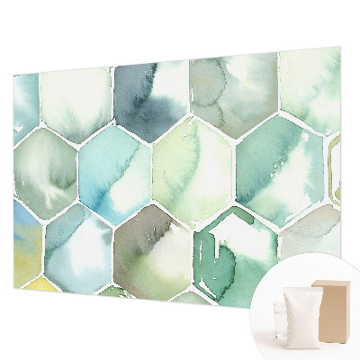 Photo wallpaper with a pastel hexagon pattern