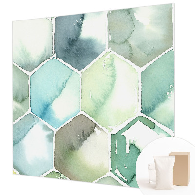 Photo wallpaper with a pastel hexagon pattern