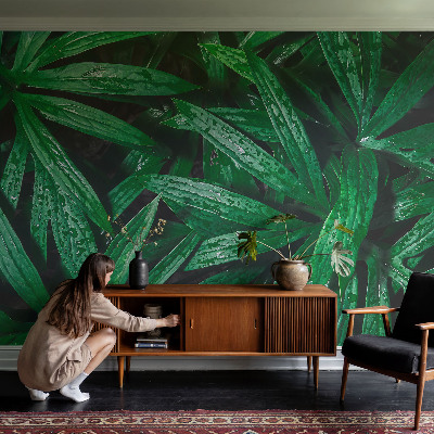 Wallpaper mural for living room with a natural greenery design