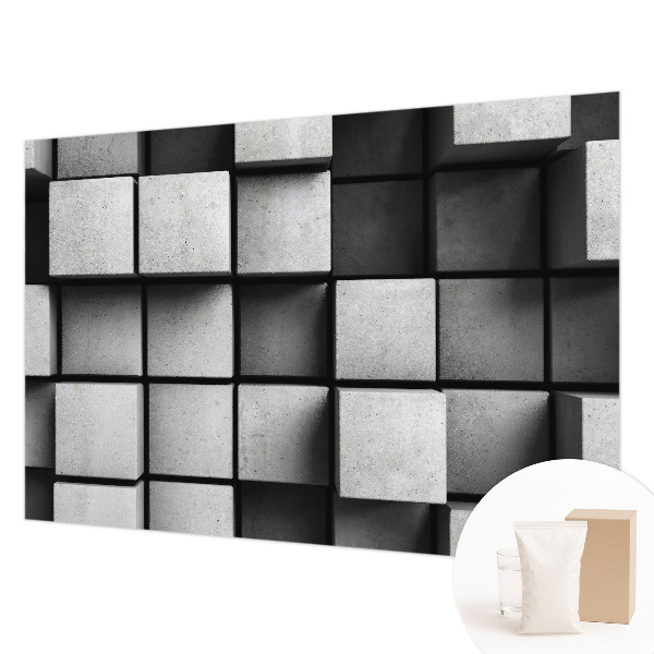 Bedroom wall mural wallpaper featuring a geometric cubes pattern