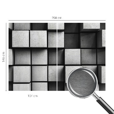 Bedroom wall mural wallpaper featuring a geometric cubes pattern
