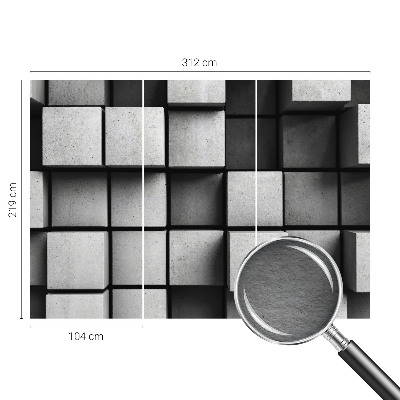 Bedroom wall mural wallpaper featuring a geometric cubes pattern