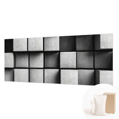 Bedroom wall mural wallpaper featuring a geometric cubes pattern