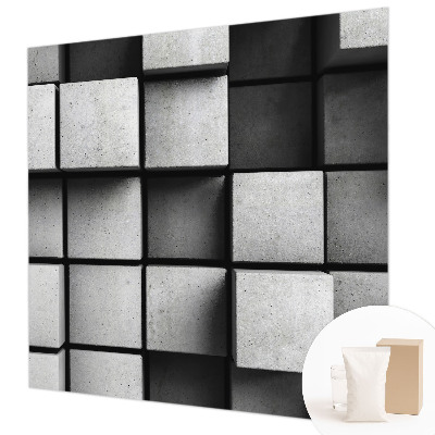 Bedroom wall mural wallpaper featuring a geometric cubes pattern