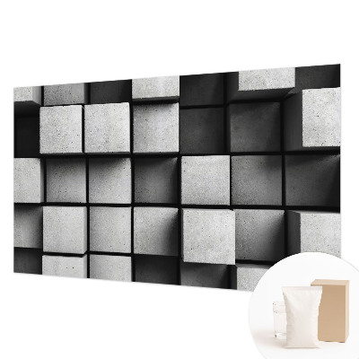 Bedroom wall mural wallpaper featuring a geometric cubes pattern