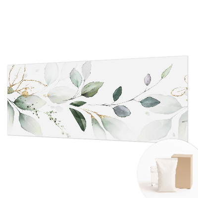 Modern wall mural for living room with a green leaves design