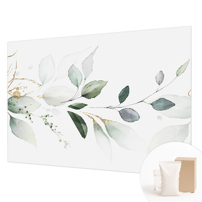 Modern wall mural for living room with a green leaves design