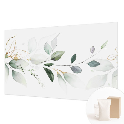 Modern wall mural for living room with a green leaves design